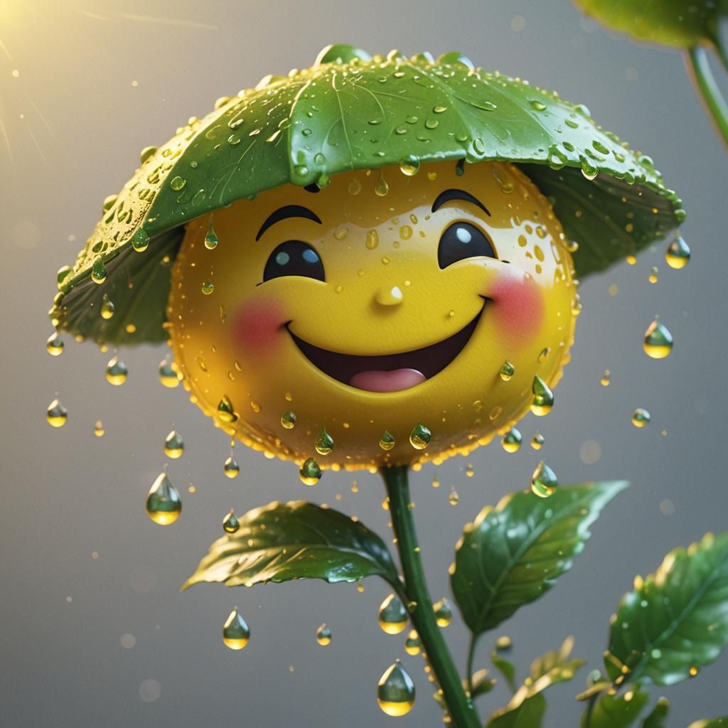 3D Fantasy Art: Happy Emoji with Glass Effect
