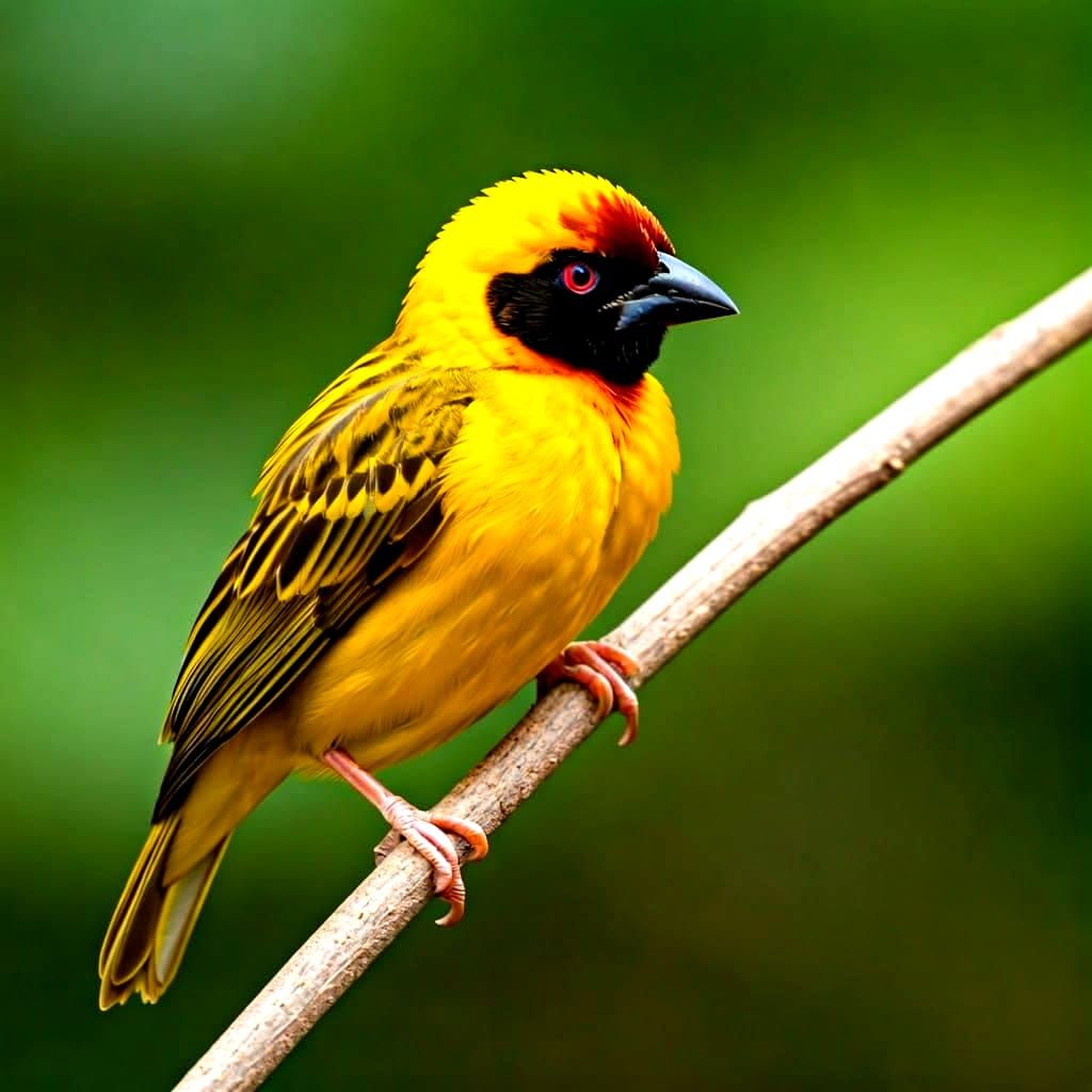 Brilliant Asian Golden Weaver Bird Portrait