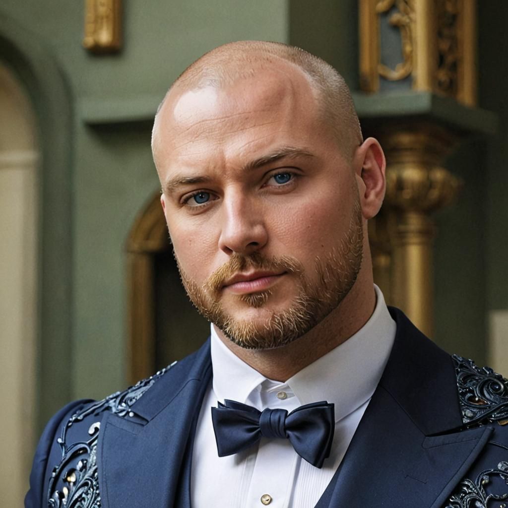 Handsome masculine bald man