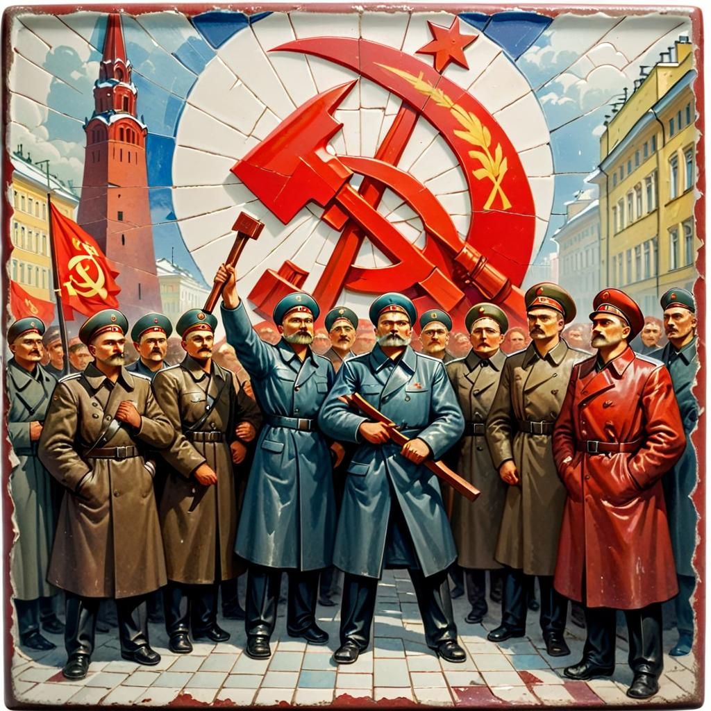 Soviet Tile Art: Bolshevik Revolution in St. Petersburg