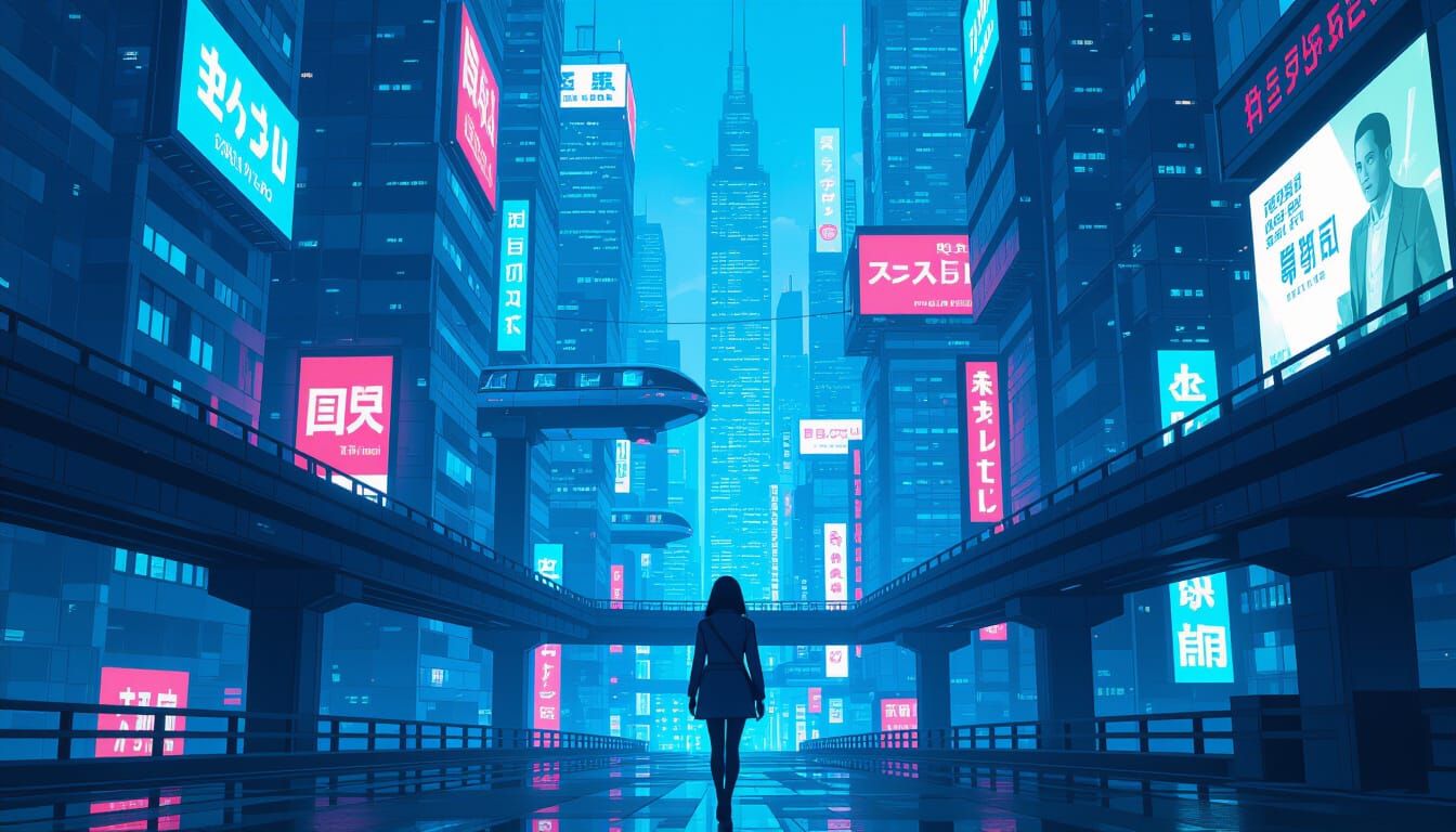 Cyberpunk Cityscape with Neon Lights