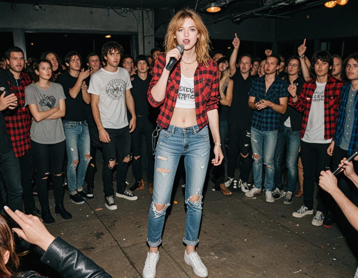 Grunge Rocker Performs for Small Club Crowd