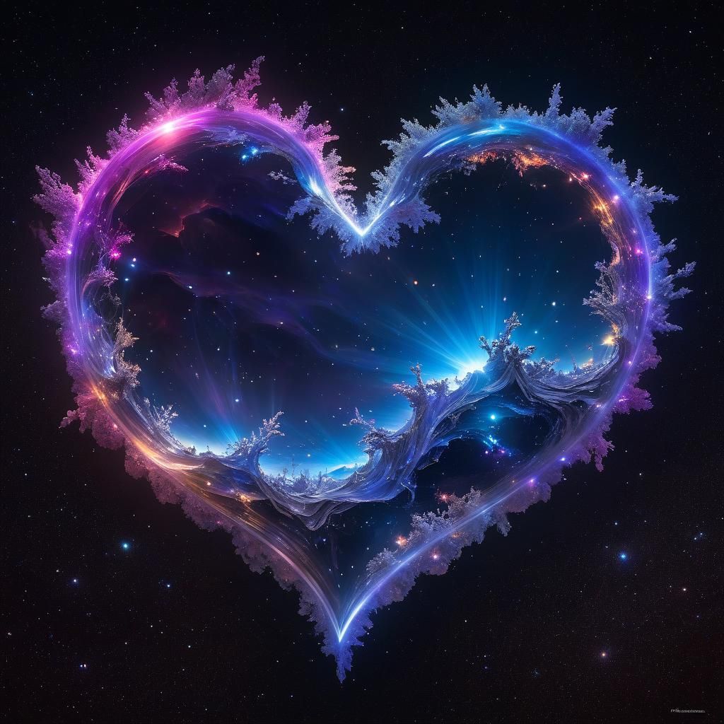 Shimmering Cosmic Heart Nebula in Digital Art