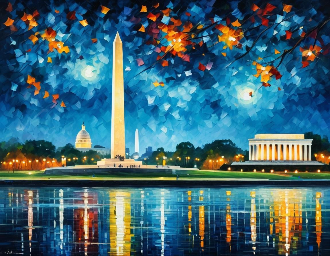 Lincoln Memorial at Night as Impasto Painting