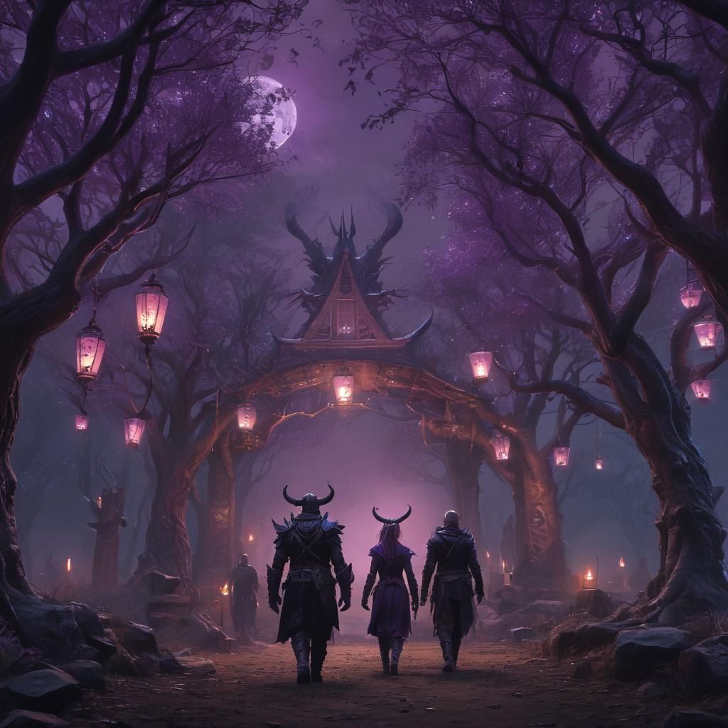Mystical Demon Village Entrance: Epic Fantasy Art