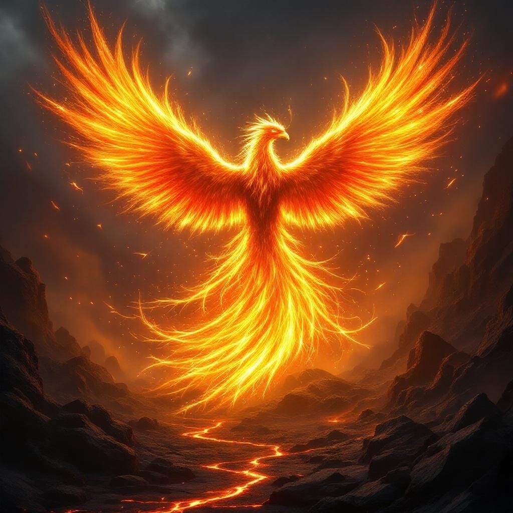 Colossal Phoenix Rising: Fantasy Art in 8K