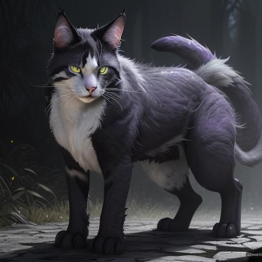 Feral Cat Reference Sheet in Dark Fantasy Style