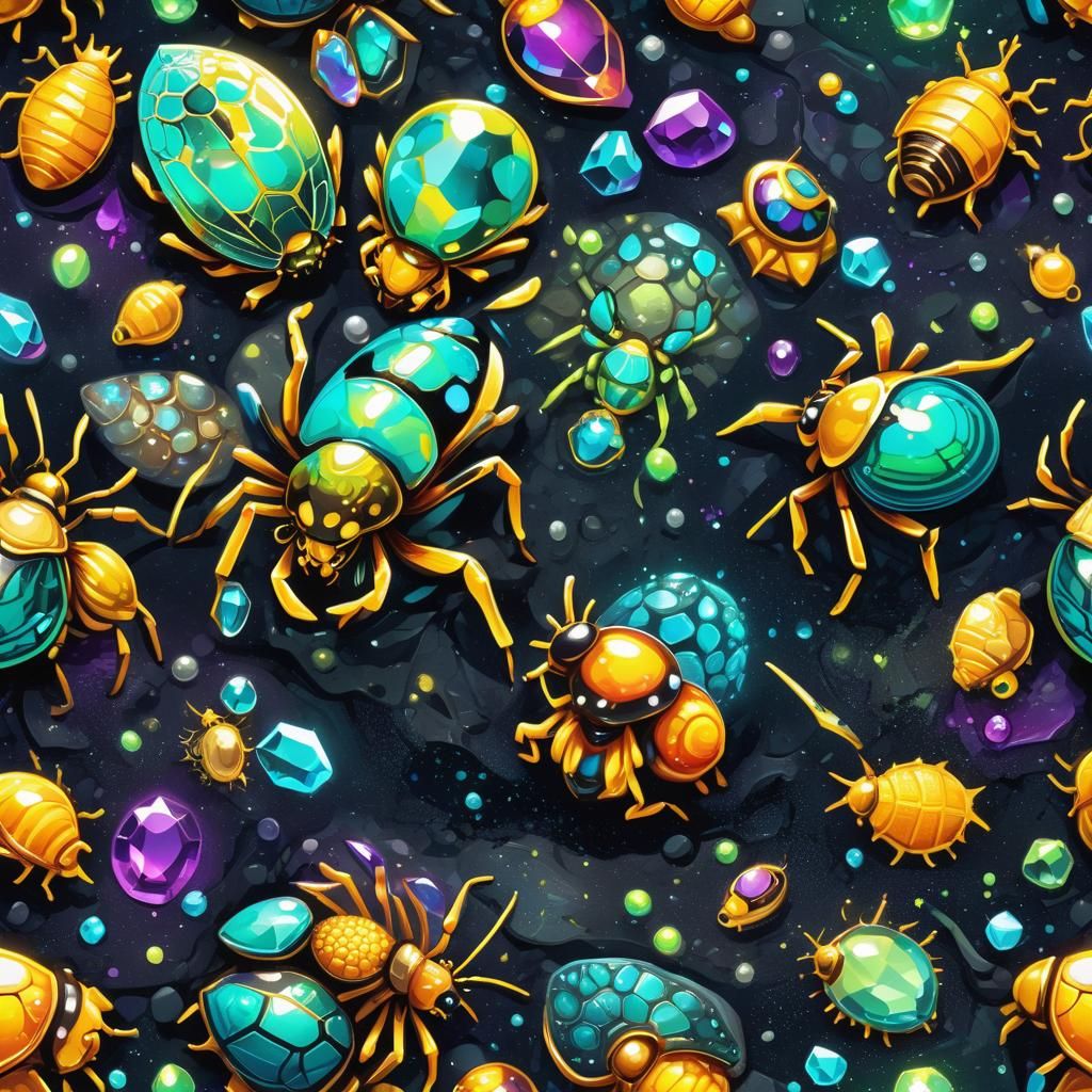 Bioluminescent Swarm of Furry Creatures in Neon Ink Splatter