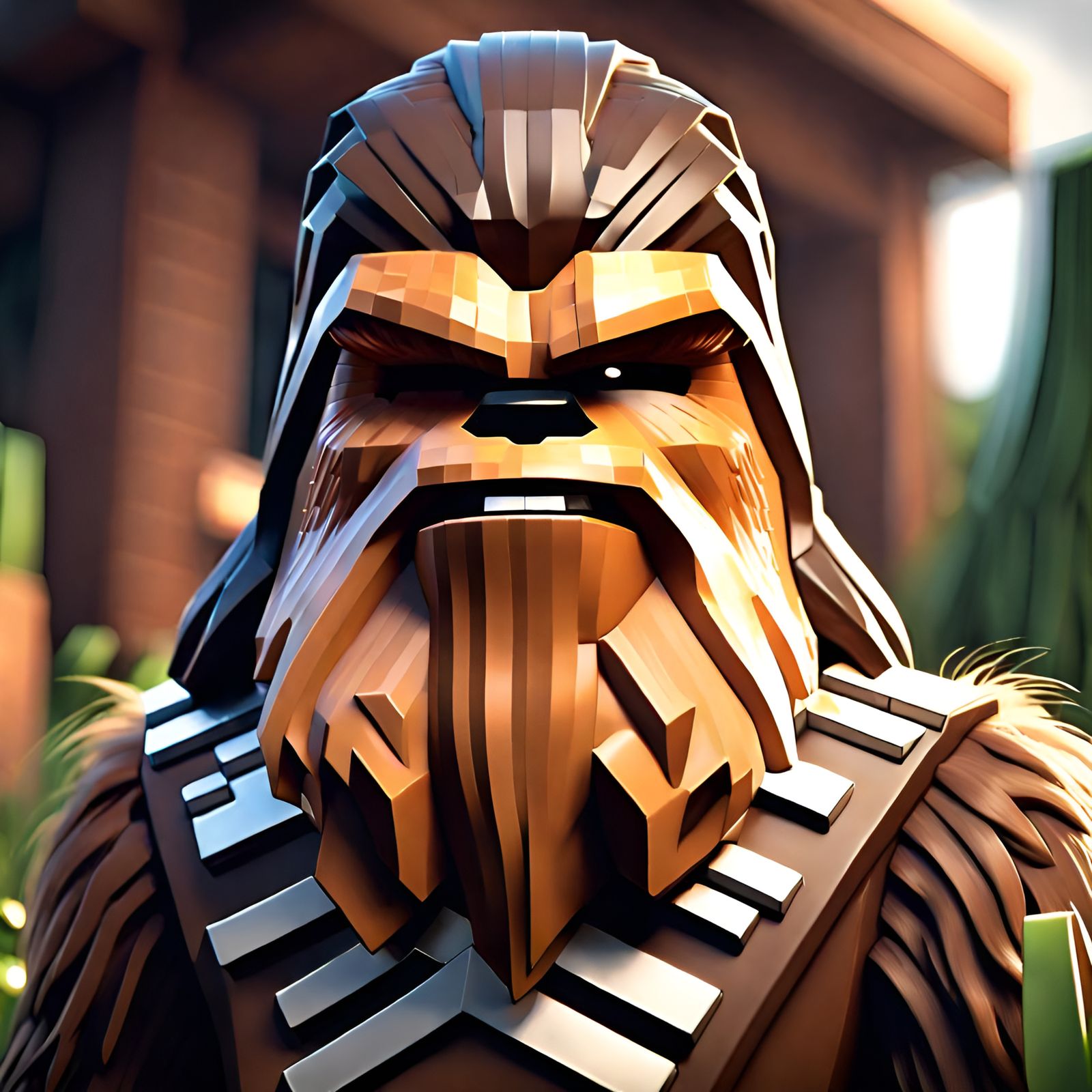 Minecraft Chewbacca Portrait by Artgerm, Pixar, WLOP