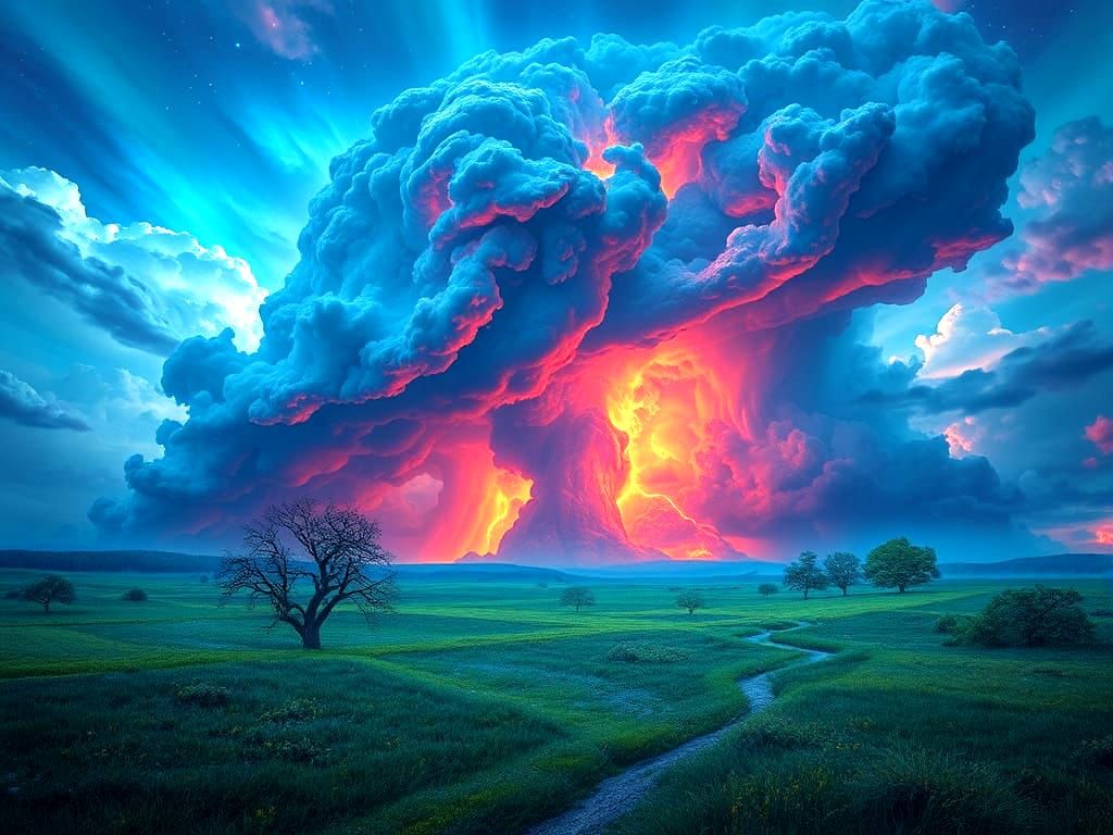 Neuroplastic Synesthesia. Surreal storm landscape