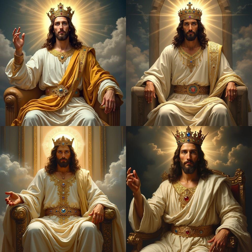 Regal Christ King with Crown and Radiant Glory