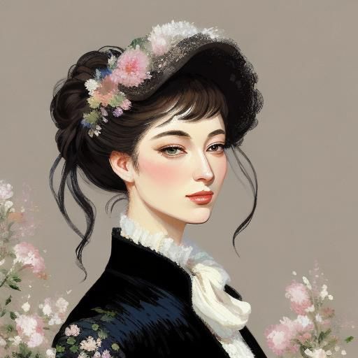 Impressionistic Girl with Flaxen Hair Vector Art