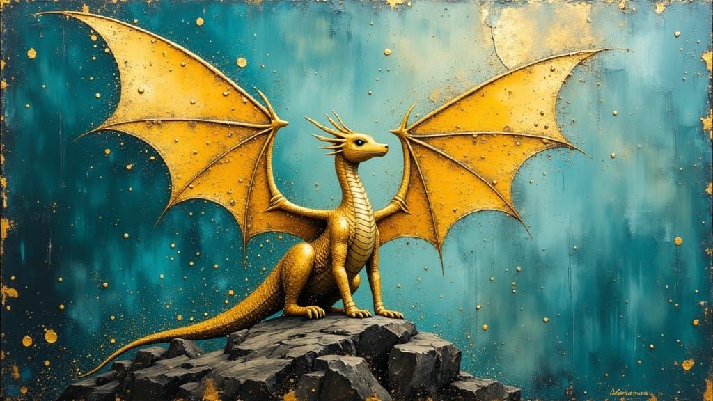 Golden Dragon Oil Painting
