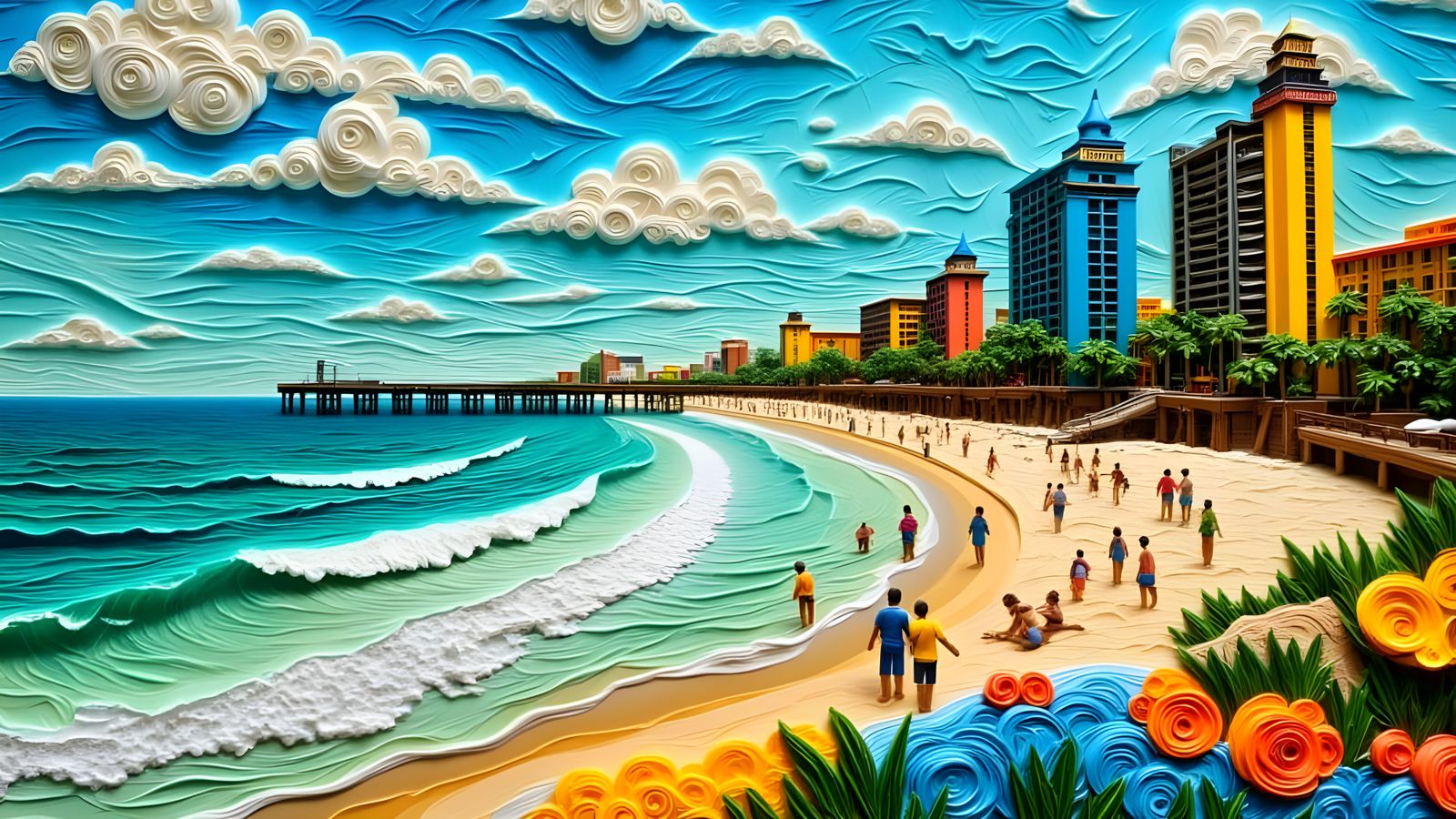 Myrtle Beach Miniature Sculpture with Turquoise Seascape