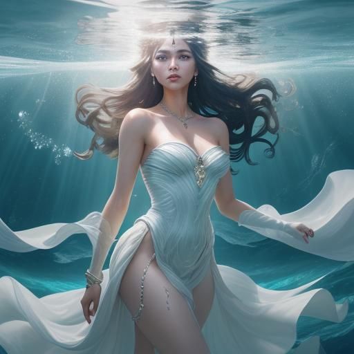 Elegant Water Goddess in Artgerm and Wlop Style