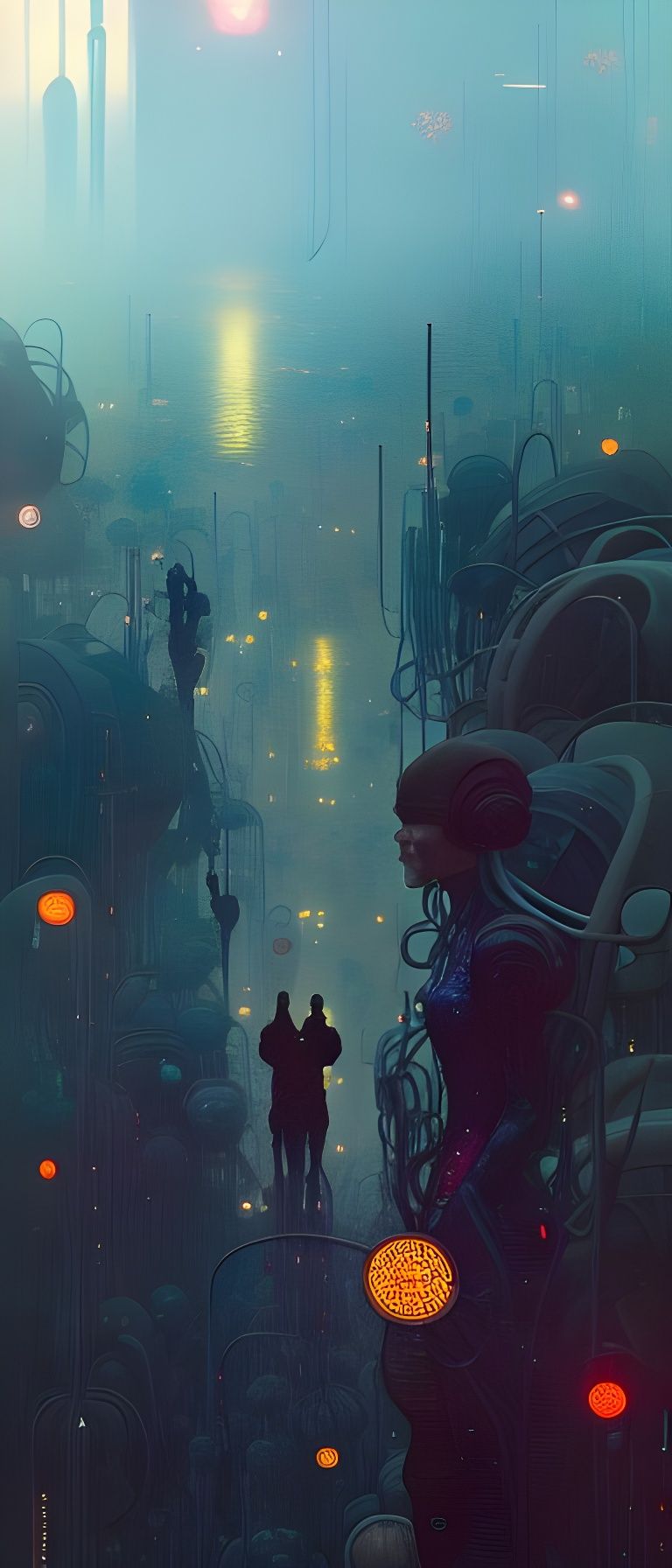 World Walkers in Cyberpunk Cornfield Landscape