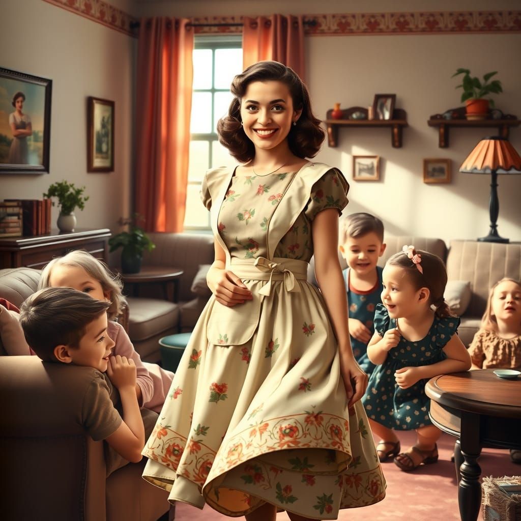 1940s Homemaker in Whimsical Living Room