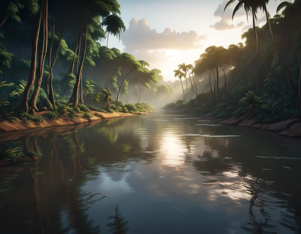 Brazilian Jungle River in Volumetric Lighting