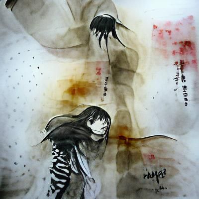 Sumi-e Ink Wash Painting with Bold Brushstrokes