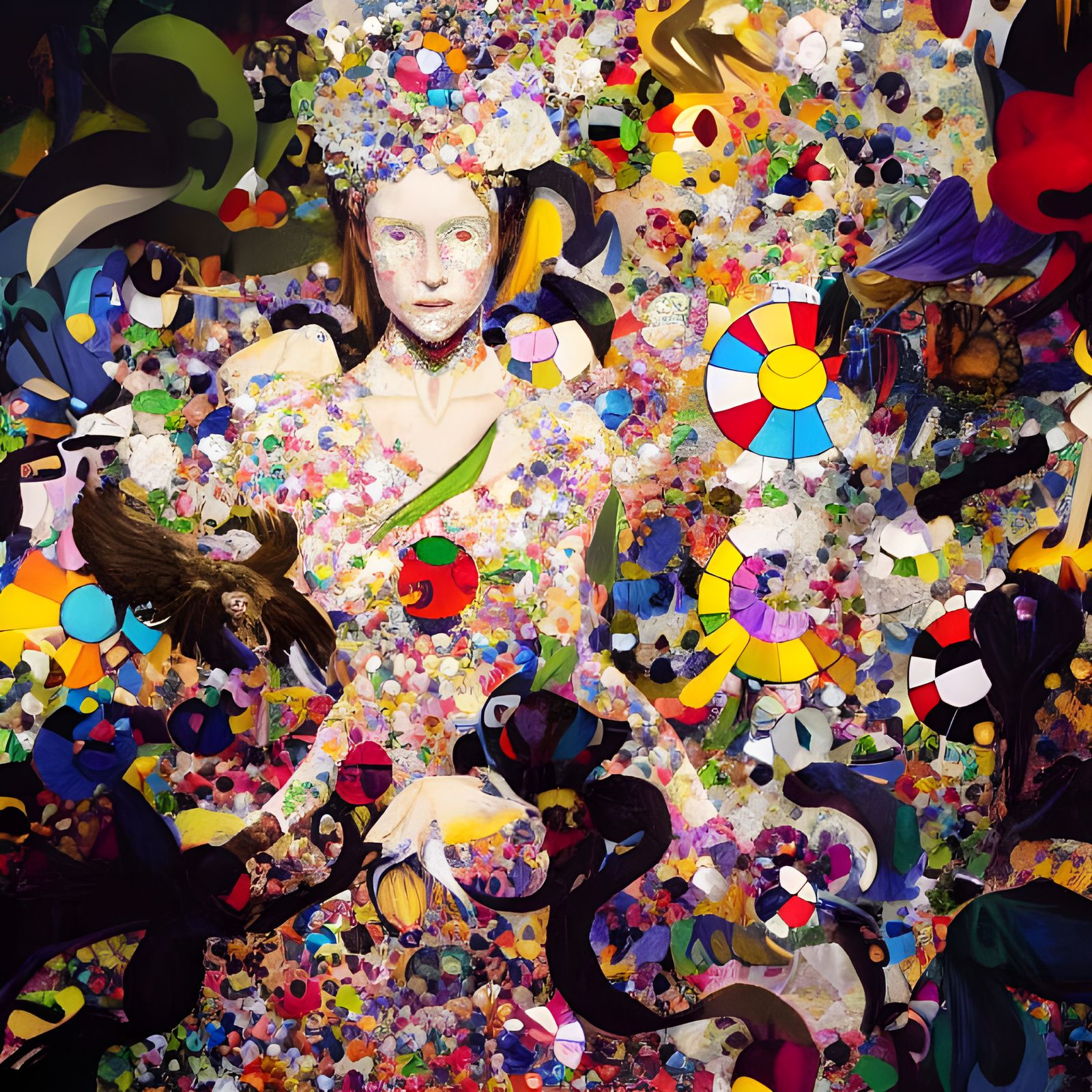 Kaleidoscopic Horror Portrait in Pointillist Style