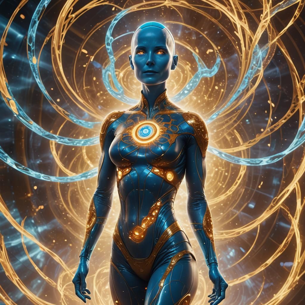 Technologically Enhanced Woman with Fractal Energy in Cinema...