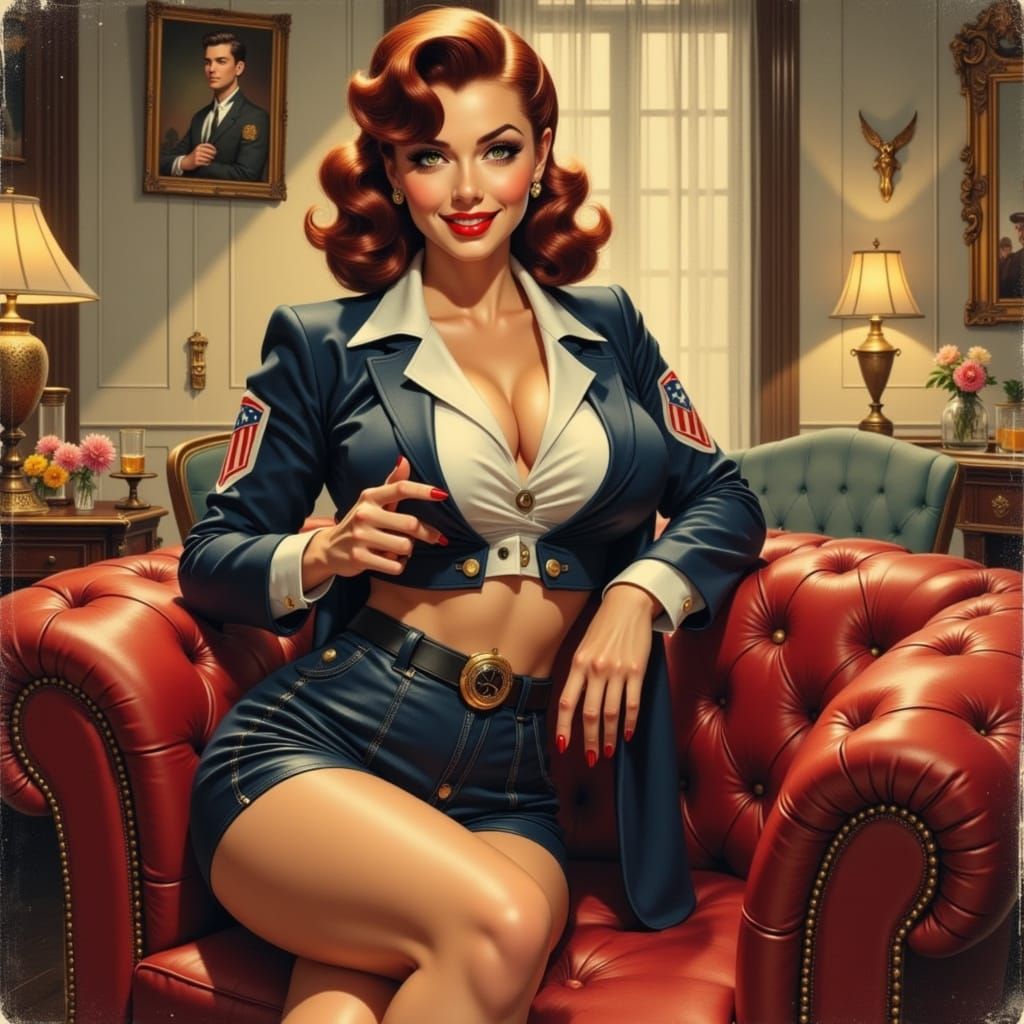 Vintage Pin-Up Girl Exudes Sultry Charm