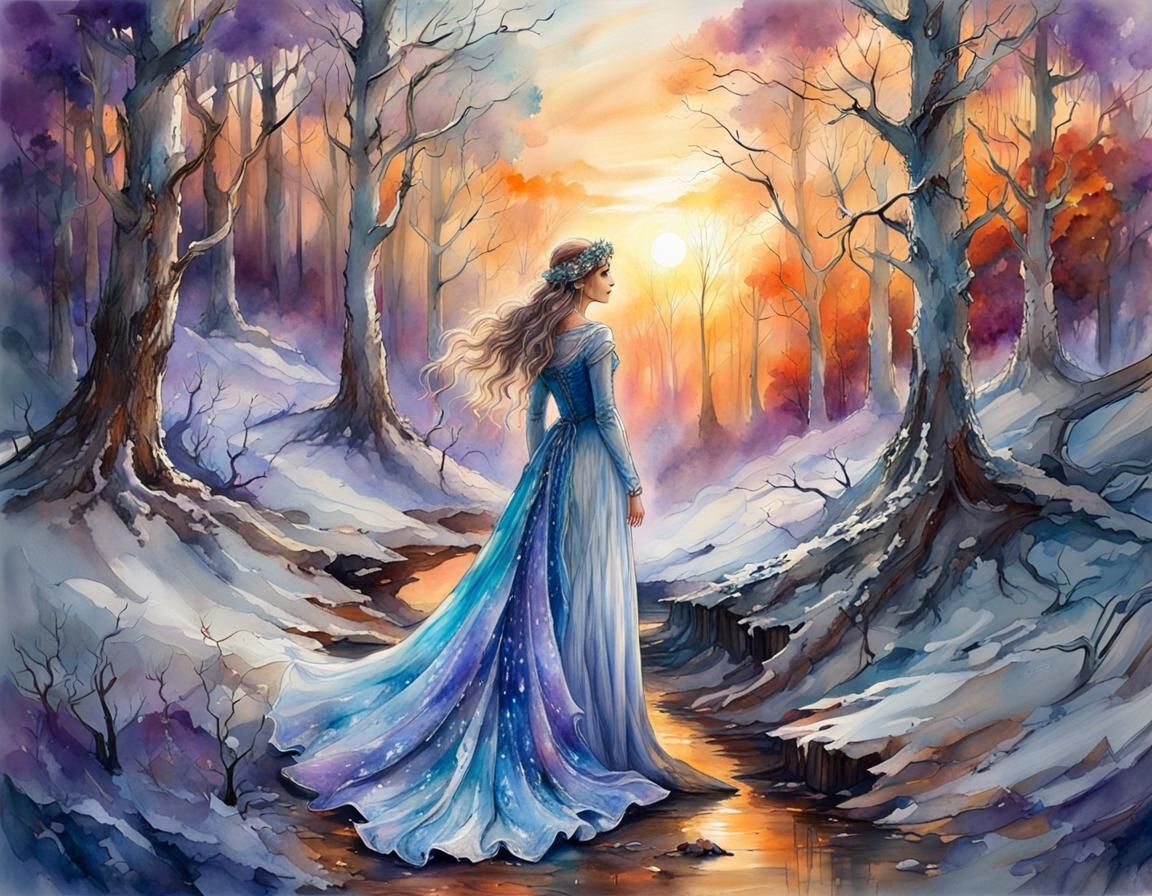 Sunset in Silvery Glen with Beautiful Lady