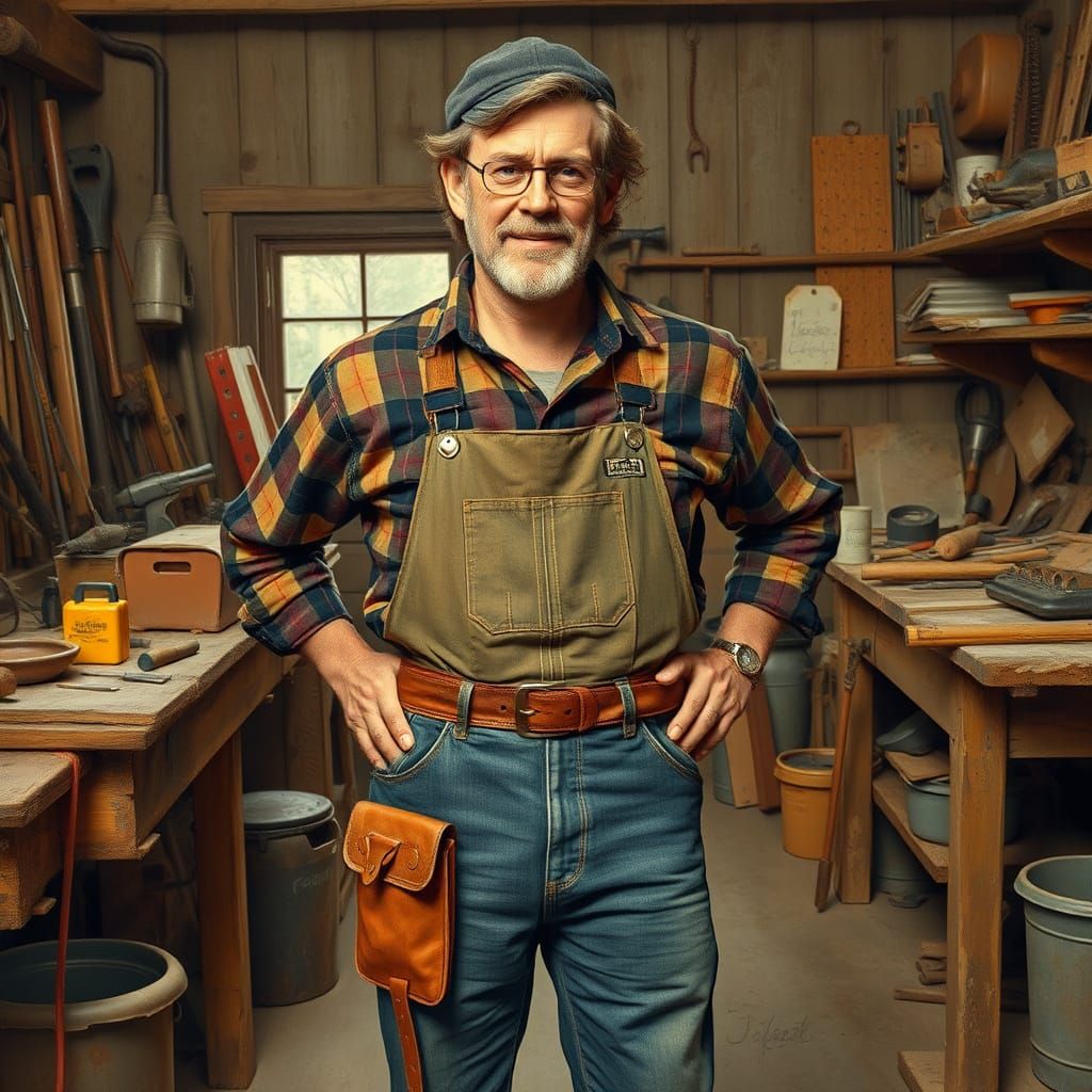 Rustic Handyman in Cozy Americana Workshop