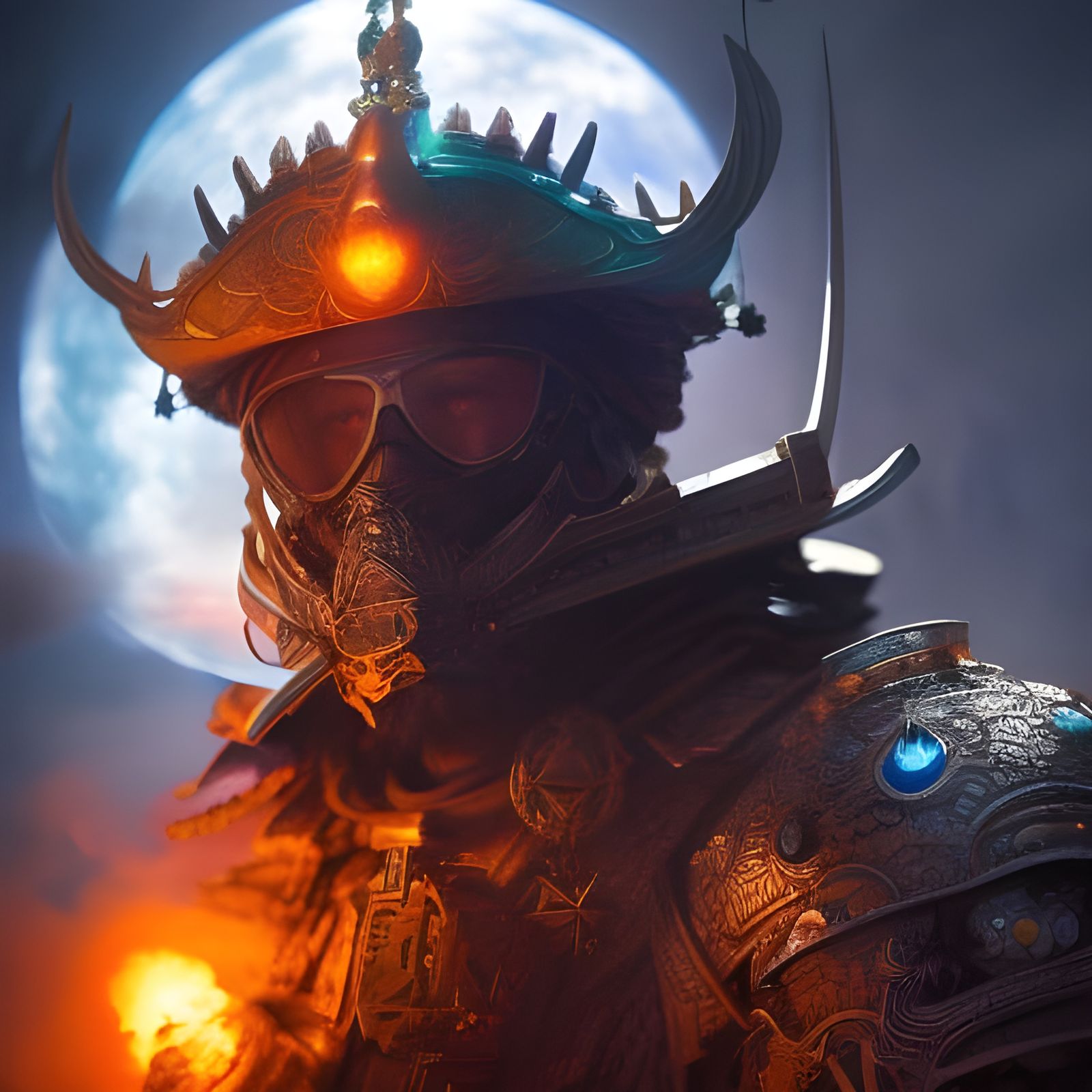 Fractal Armored Captain Pirate Portrait in Graveyard