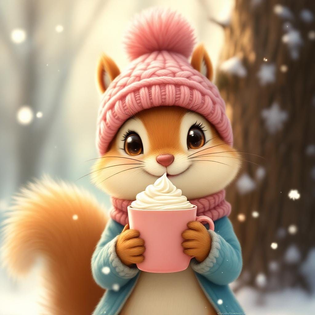 Squirrel in Winter Clothes, Blair and Miyazaki Style