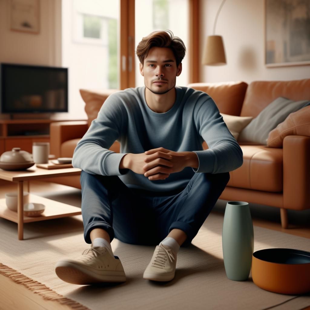 Realistic Digital Portrait of Person in Living Room