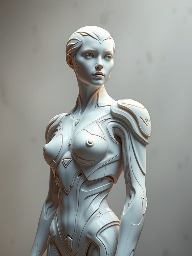 Futuristic Goddess in Luminous Marble