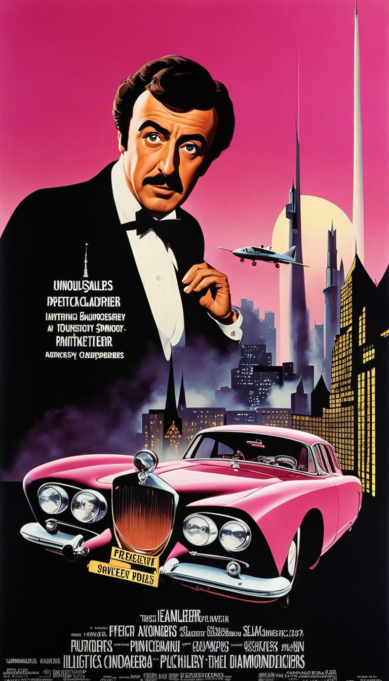 Inspector Clouseau Movie Poster in Futuristic Cityscape