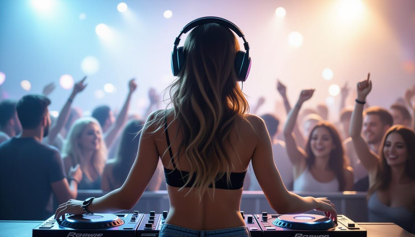 Female DJ Rocks the Rave Crowd