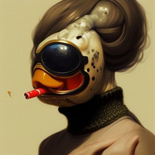 Smoking Duck Portrait in Hyperdetailed Digital Art