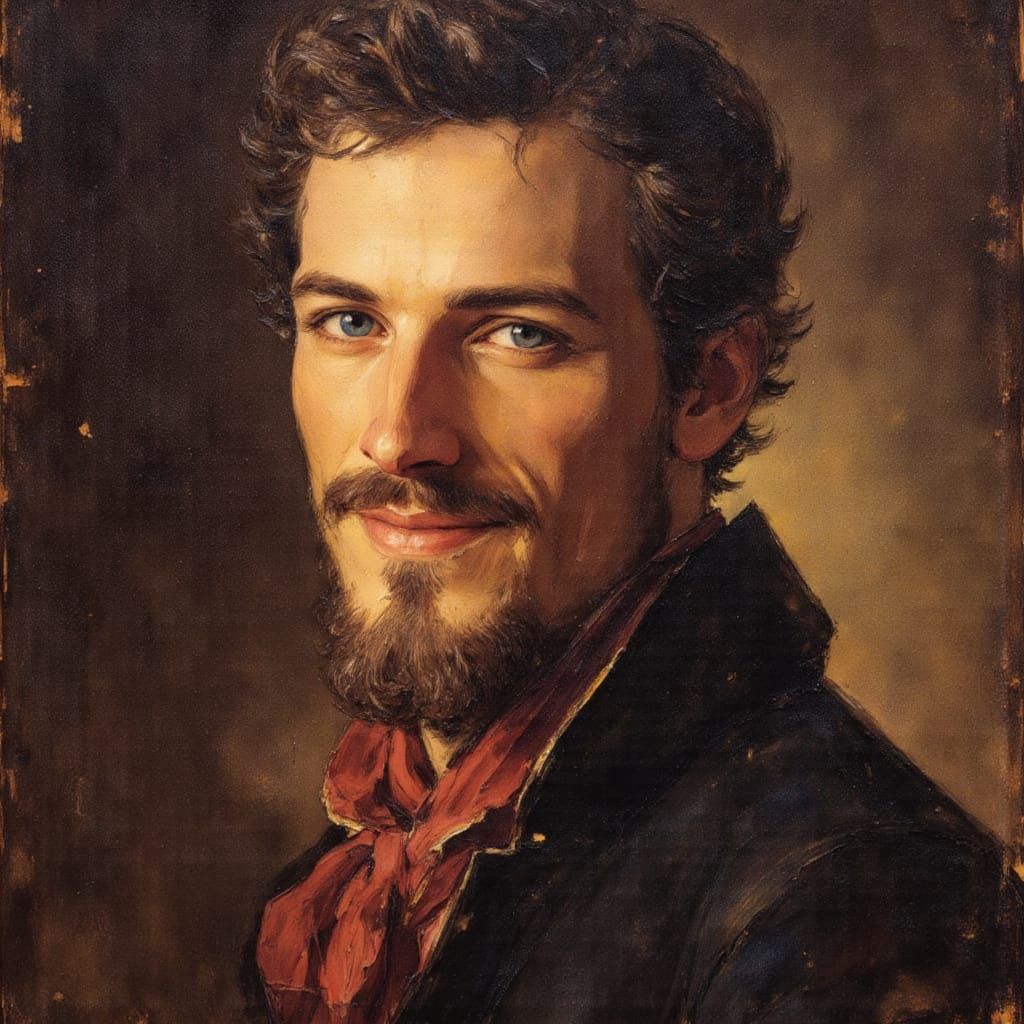 Smiling Man Portrait in Baroque Style