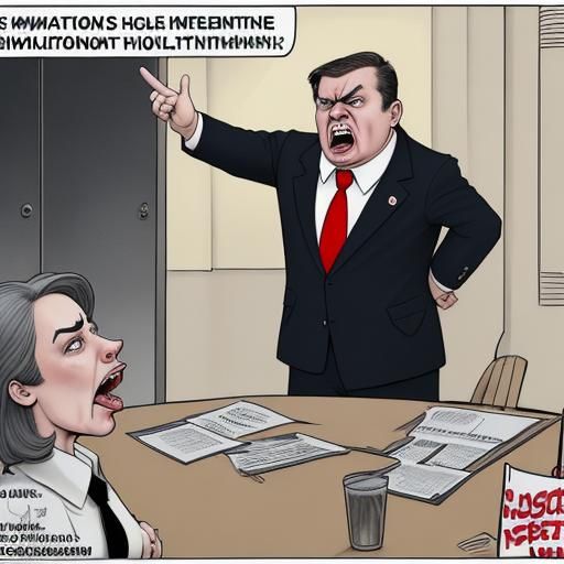 Satirical Cartoon of Outraged Politician Speaking Loudly