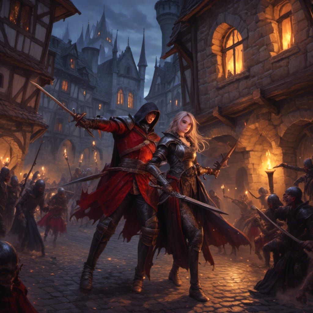 Vampire Ambush of Guards in Medieval Streets