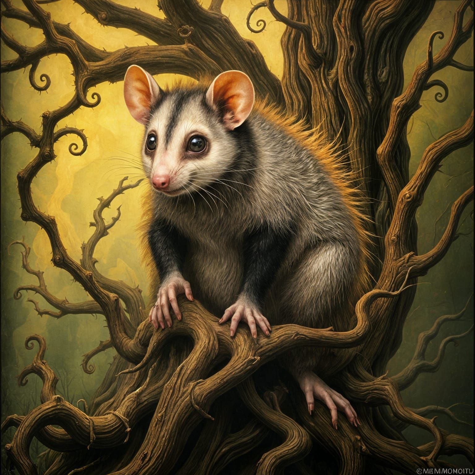 Ethereal Possum Spirit Guide in Mystical Realism