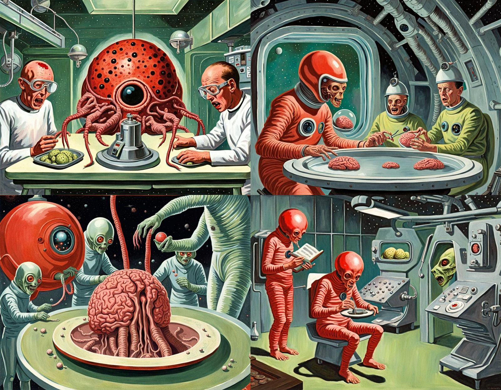 Bizarre Space Laboratory Sacrifice in Ladybird Art