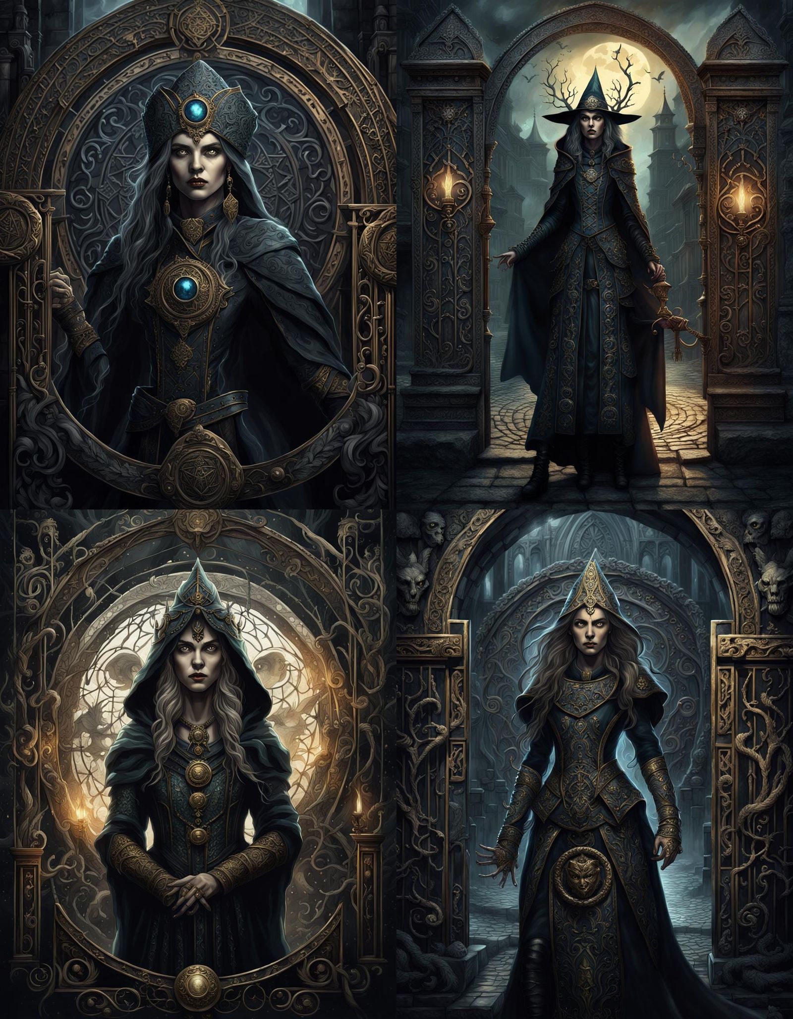 Runic Witch Gate Guard in Baroque Fantasy Style