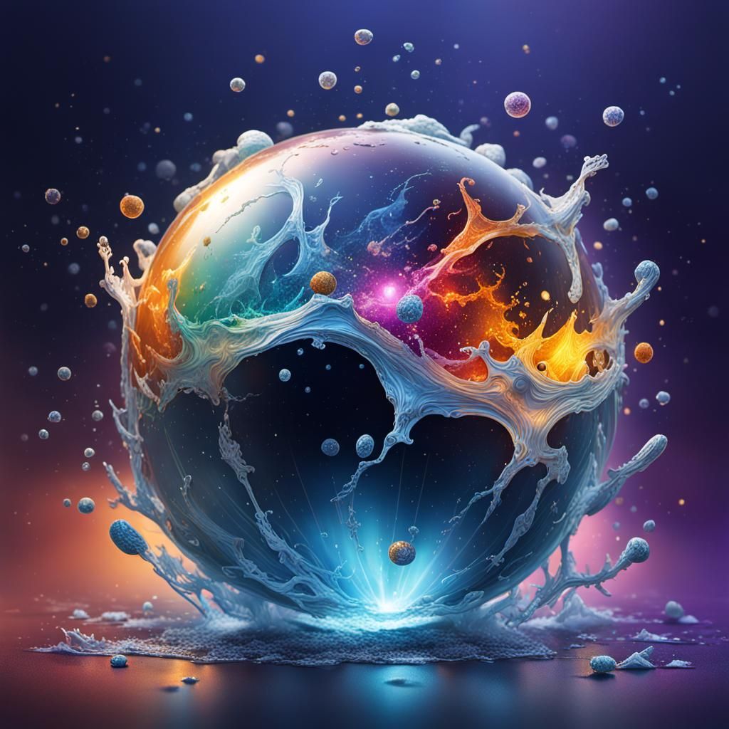 Hyperrealistic Magic Orb of Fire and Water