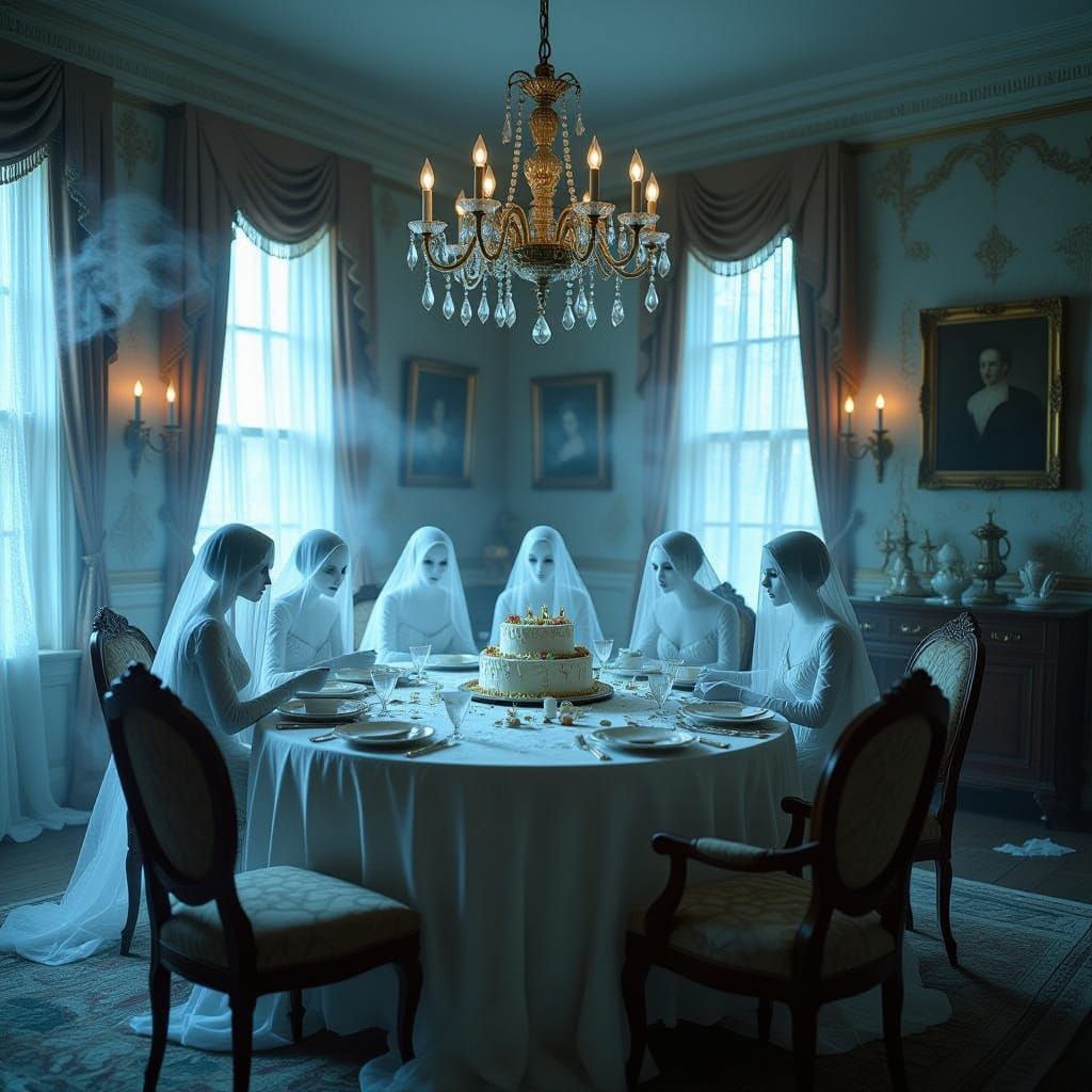 Haunting Birthday Party in Abandoned Dining Room