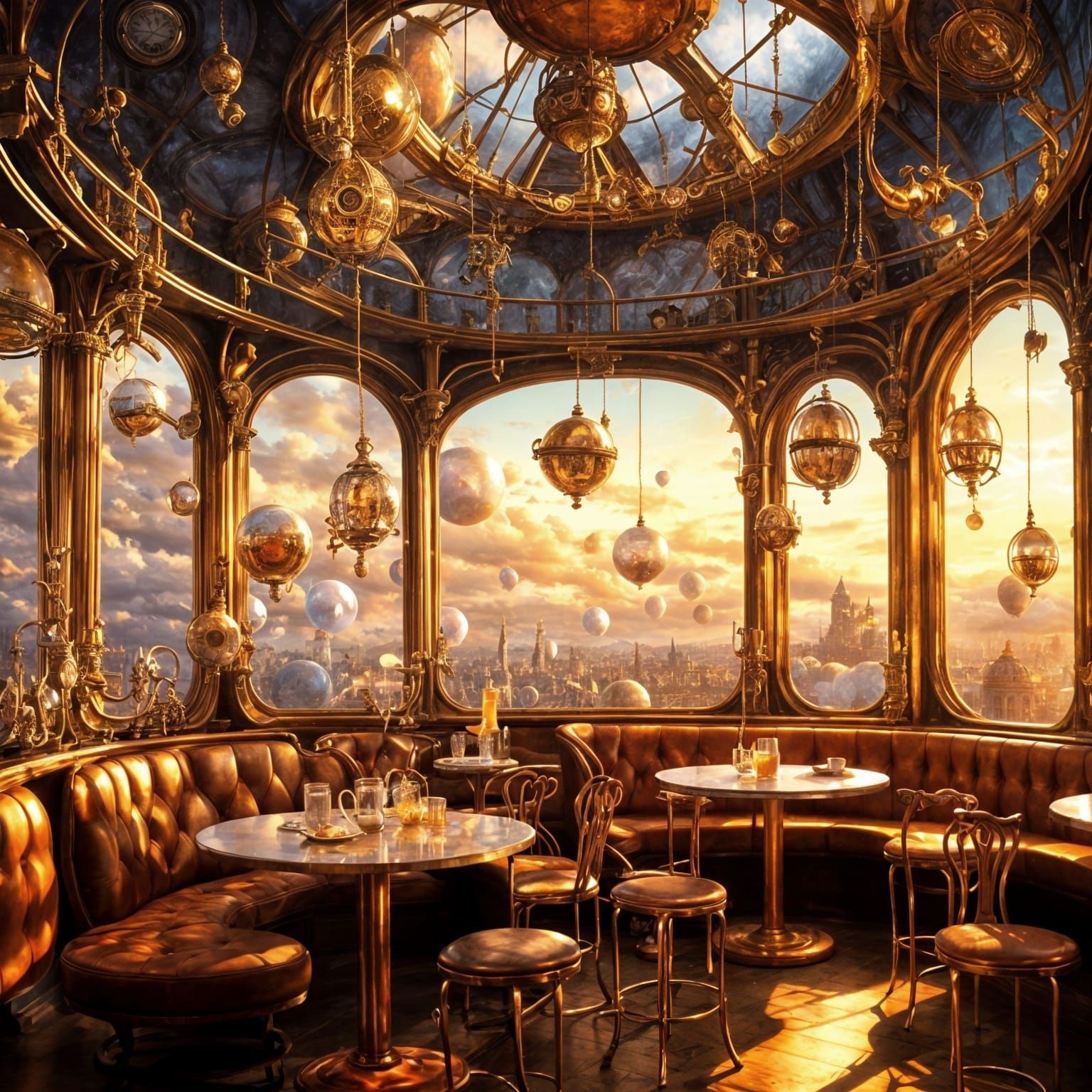 Steampunk Cloud Cafe With Dirigible Access