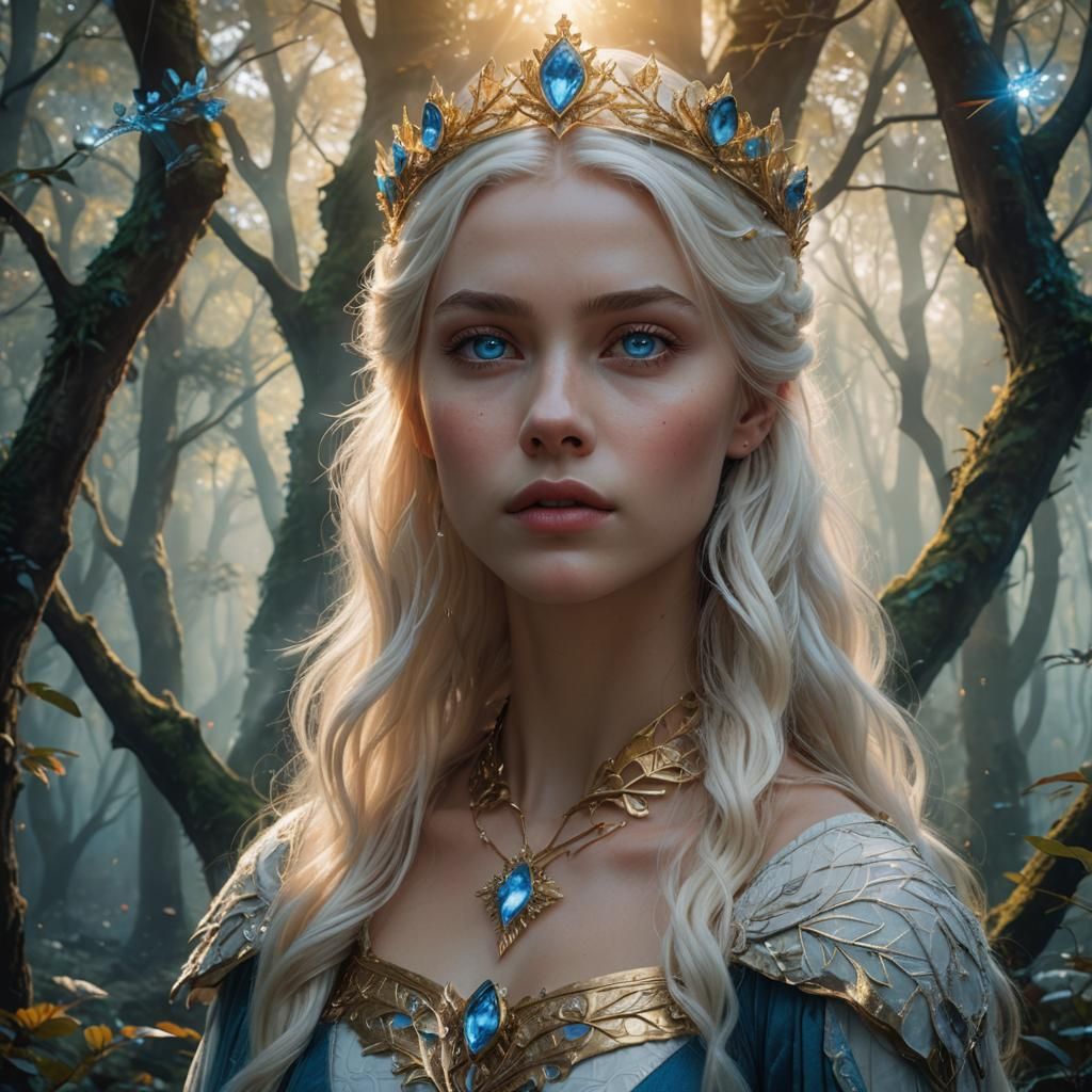 Hyperrealistic Princess Portrait in Mystical Forest