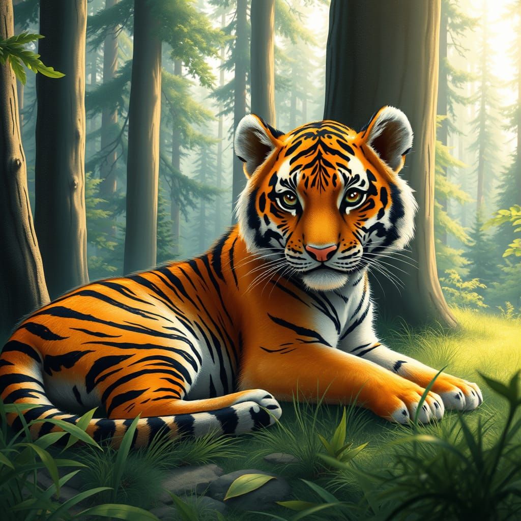 Majestic Baby Tiger in Futuristic Wildlife Style