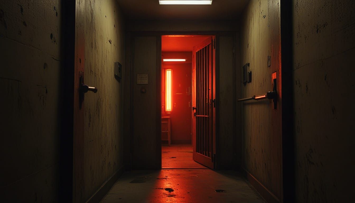 Prison Cell Scene in German Expressionist Style