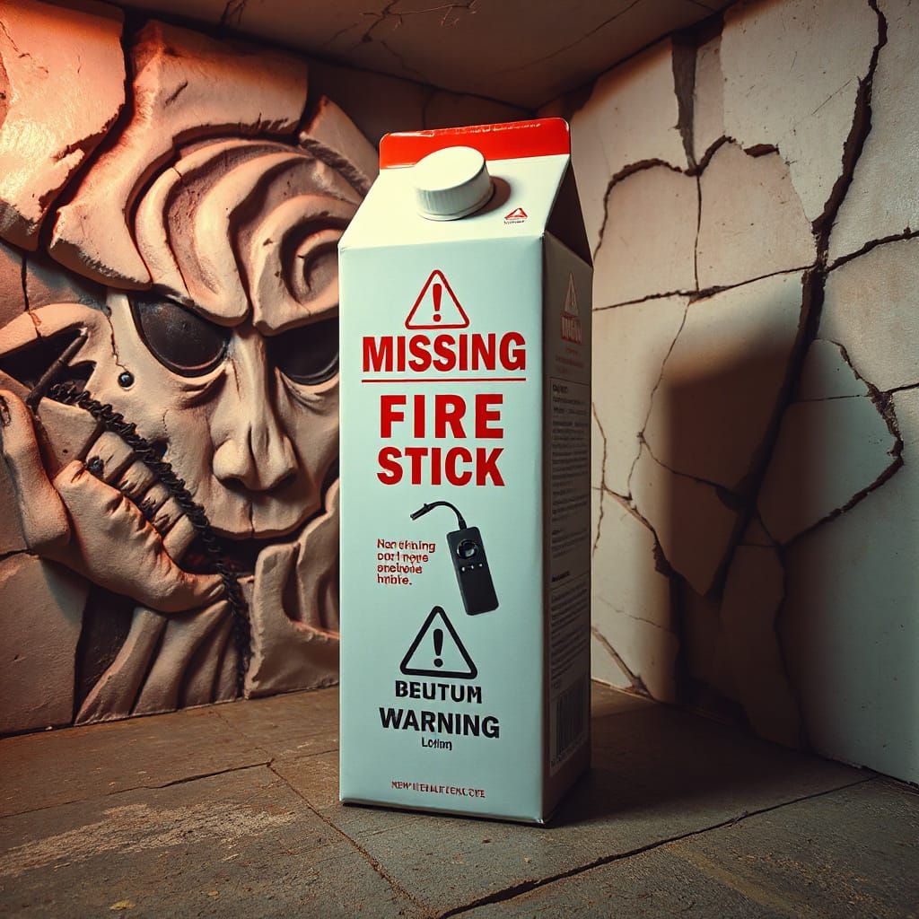 Surreal Milk Carton Ad in Eerie Madhouse Setting
