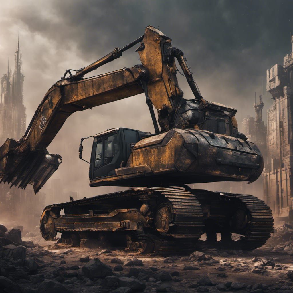 Armoured Excavator in a dystopian world