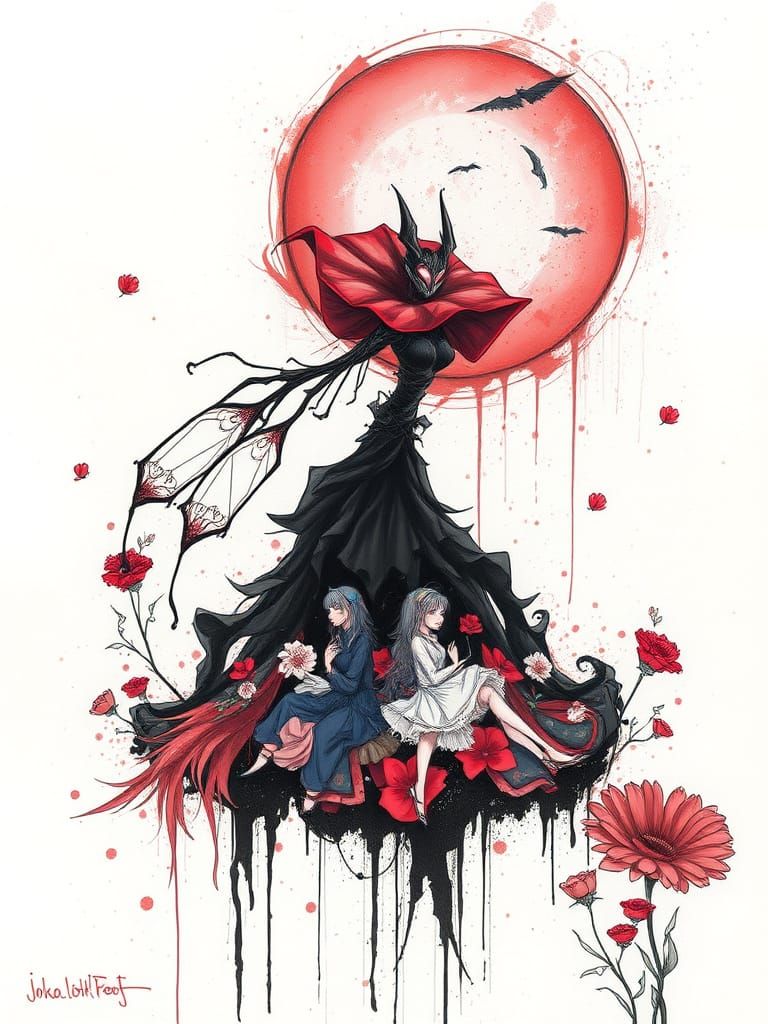 Dark Fantasy Portrait in Moody Surrealist Style